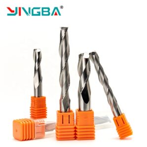 Fraise en spirale à deux cannelures 2F fraise en bout pour acrylique PVC bois dur CNC outil routeur gravure Bit up